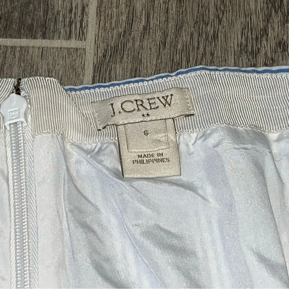 J. Crew Blue & White Striped Seersucker Pencil Skirt